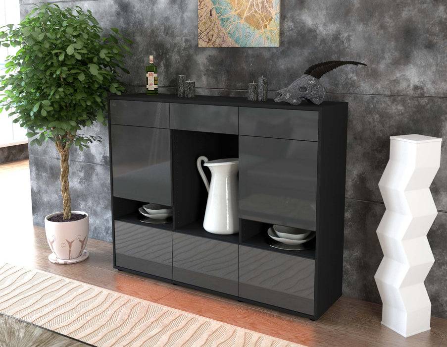Stil Zeit Möbel Highboard Viola ,Grau (136x108x35cm) Vierteljährliche Förderung