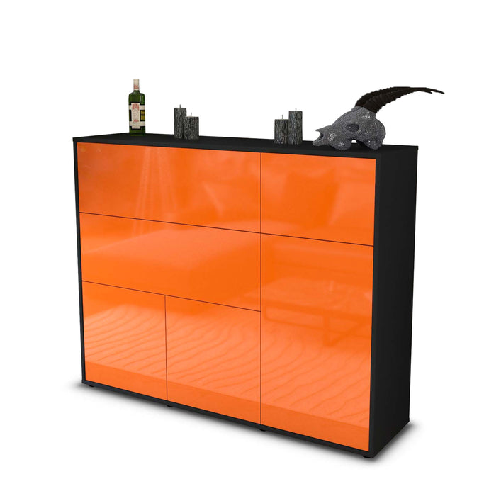 Stil Zeit Möbel Highboard Valentina ,Orange (136x108x35cm)