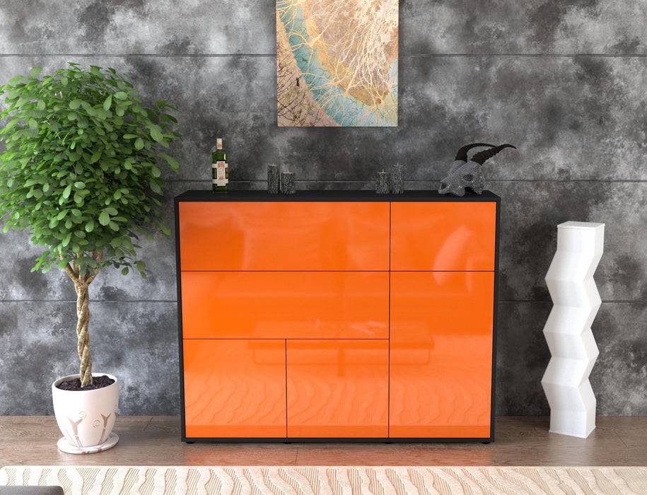 Stil Zeit Möbel Highboard Valentina ,Orange (136x108x35cm) Discount Store für neue Produkte
