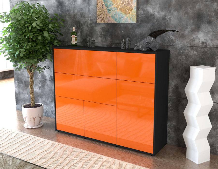 Stil Zeit Möbel Highboard Valentina ,Orange (136x108x35cm) Discount Store für neue Produkte