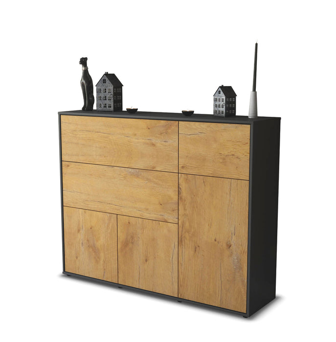 Stil Zeit Möbel Highboard Valentina ,Eiche (136x108x35cm)