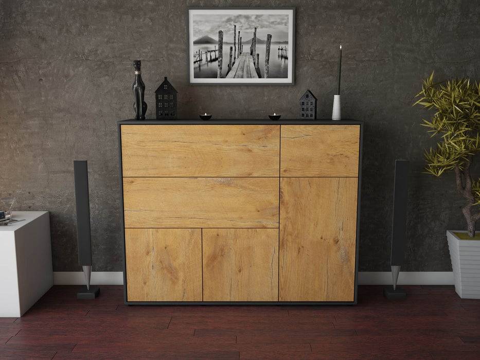 Stil Zeit Möbel Highboard Valentina ,Eiche (136x108x35cm) Nur noch ein Tag übrig
