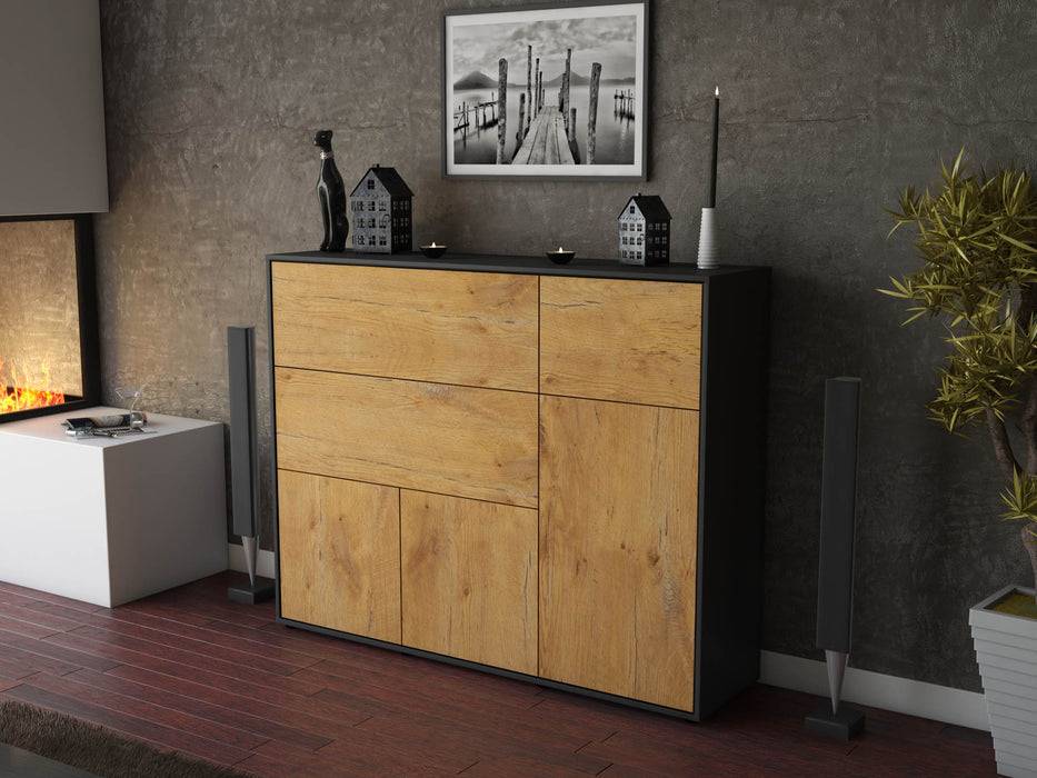 Stil Zeit Möbel Highboard Valentina ,Eiche (136x108x35cm) Nur noch ein Tag übrig