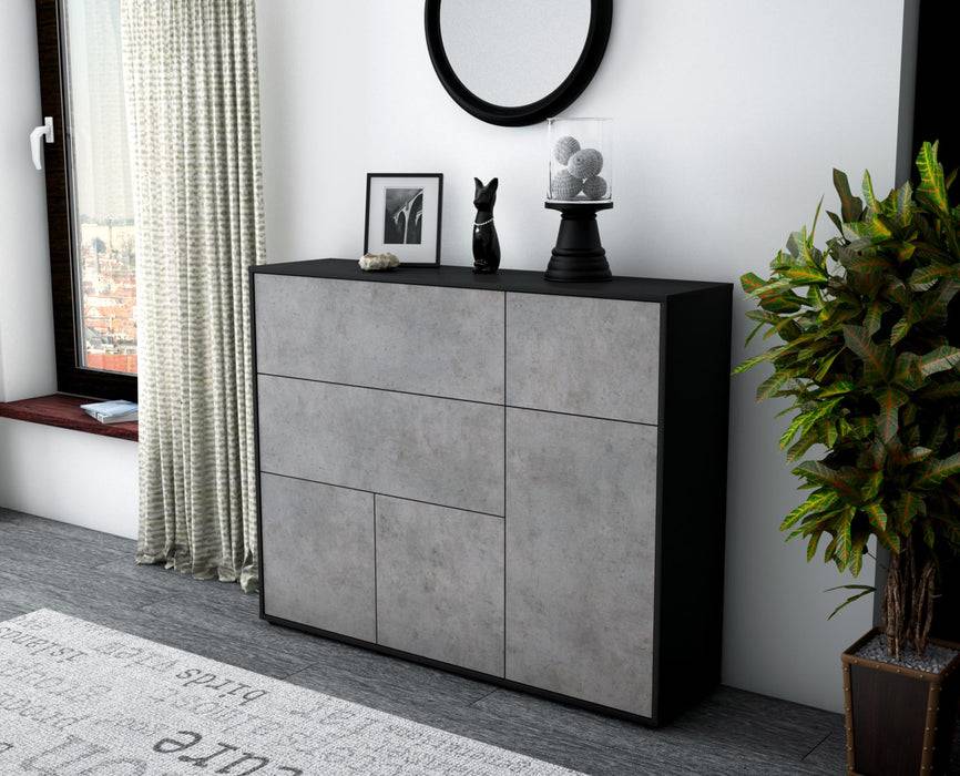 Stil Zeit Möbel Highboard Valentina ,Beton (136x108x35cm) Super Rabatt