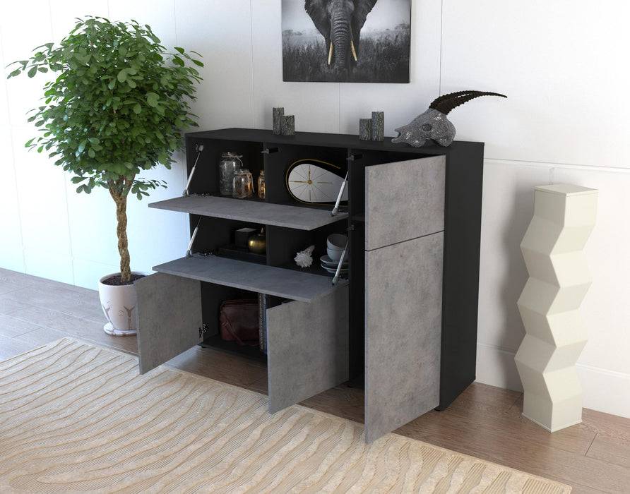 Stil Zeit Möbel Highboard Valentina ,Beton (136x108x35cm) Super Rabatt