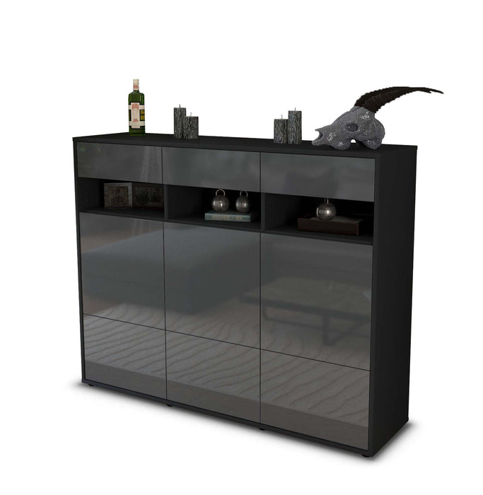 Stil Zeit Möbel Highboard Tosca ,Grau (136x108x35cm)