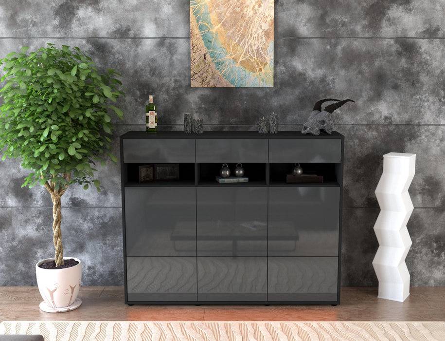 Stil Zeit Möbel Highboard Tosca ,Grau (136x108x35cm) Riesige Rabatte