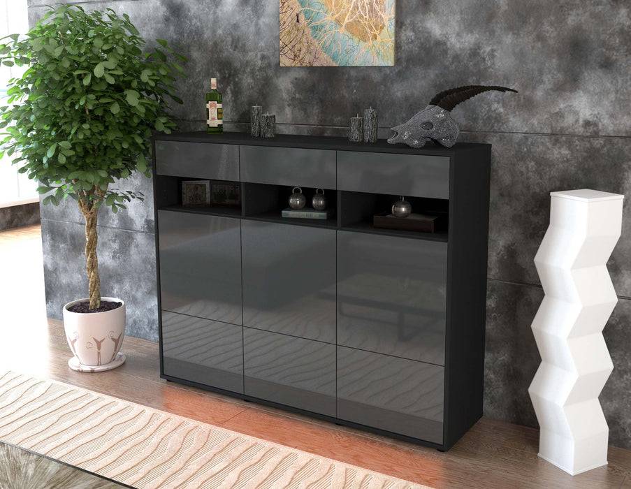 Stil Zeit Möbel Highboard Tosca ,Grau (136x108x35cm) Riesige Rabatte