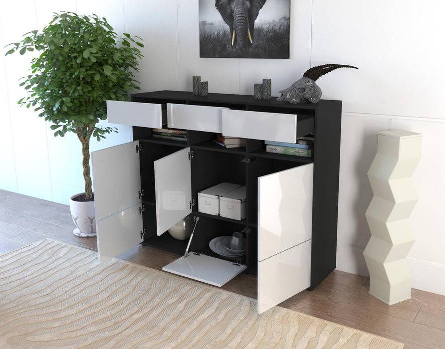 Stil Zeit Möbel Highboard Tosca ,Grau (136x108x35cm) Riesige Rabatte