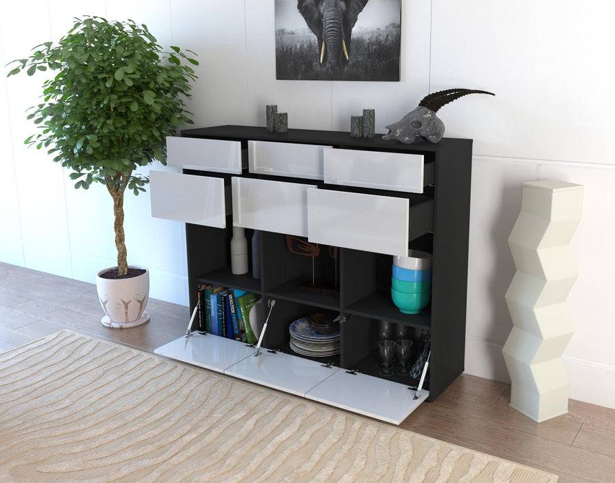 Stil Zeit Möbel Highboard Tonja ,Schwarz (136x108x35cm) 50% Rabatt mit kostenlosem Versand