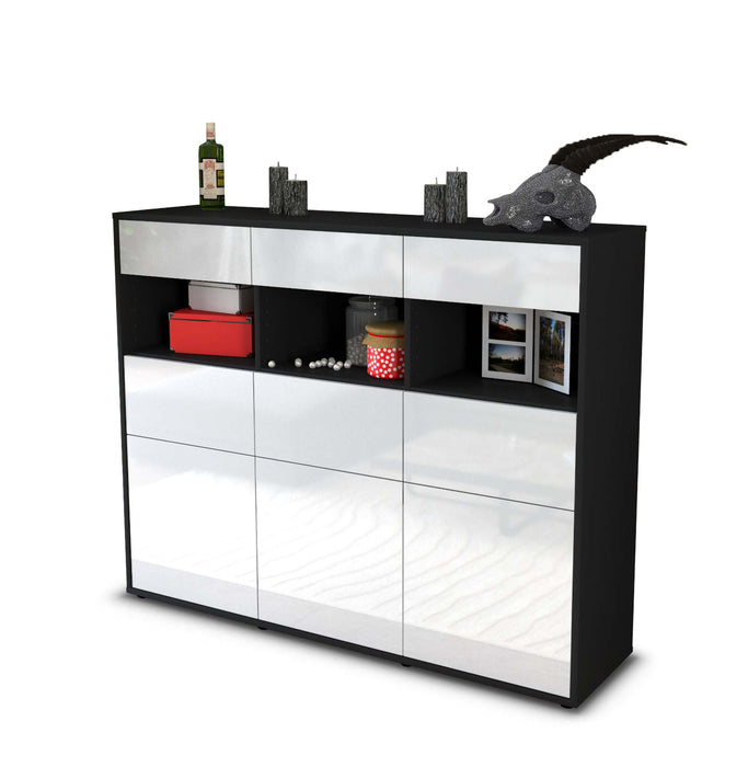 Stil Zeit Möbel Highboard Tina ,Weiß (136x108x35cm)
