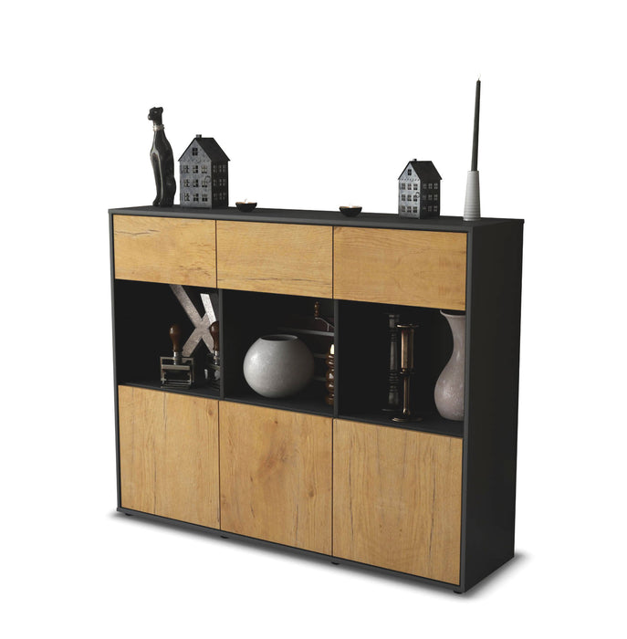 Stil Zeit Möbel Highboard Tessa ,Eiche (136x108x35cm)