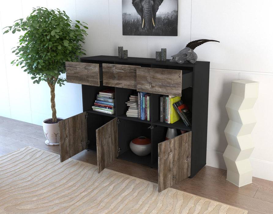 Stil Zeit Möbel Highboard Tessa ,Eiche (136x108x35cm) Kostenloser Versand international