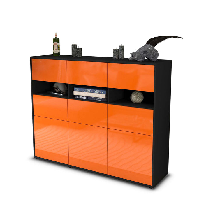 Stil Zeit Möbel Highboard Teresa ,Orange (136x108x35cm)