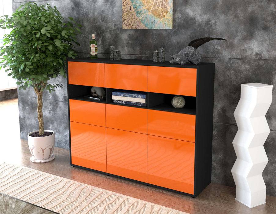 Stil Zeit Möbel Highboard Teresa ,Orange (136x108x35cm) Fabrikladen
