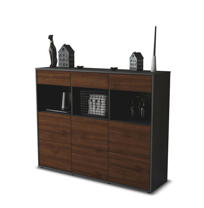 Stil Zeit Möbel Highboard Stella ,Walnuss (136x108x35cm)