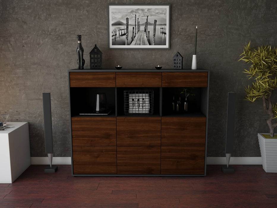 Stil Zeit Möbel Highboard Stella ,Walnuss (136x108x35cm) Begrenzt auf 3 Tage
