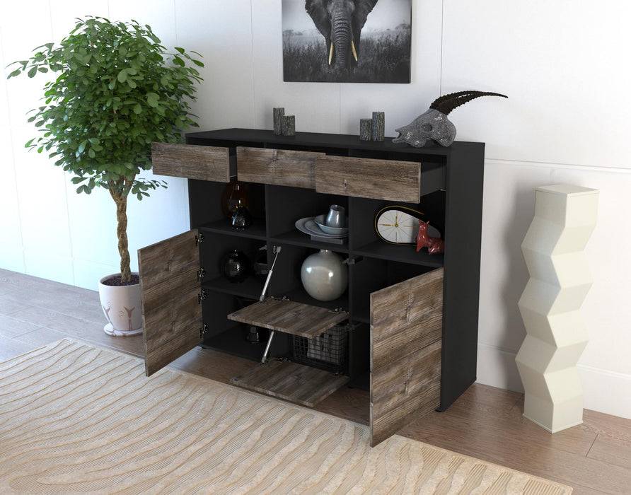 Stil Zeit Möbel Highboard Stella ,Walnuss (136x108x35cm) Begrenzt auf 3 Tage
