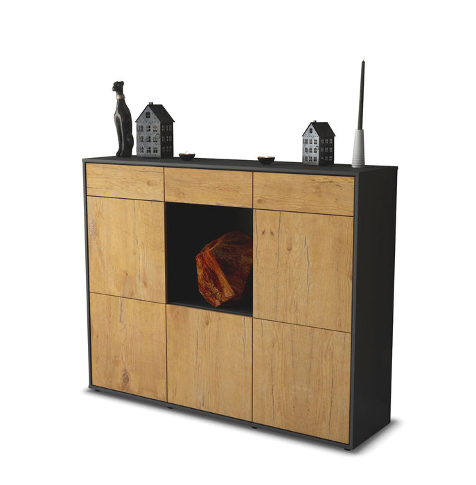 Stil Zeit Möbel Highboard Serafina ,Eiche (136x108x35cm)