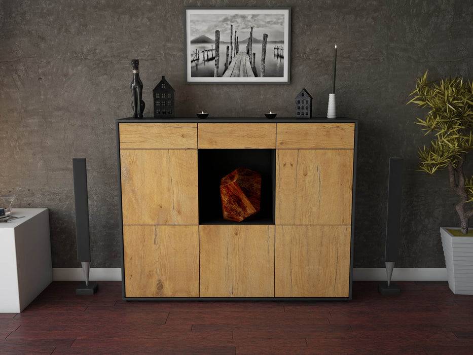Stil Zeit Möbel Highboard Serafina ,Eiche (136x108x35cm) Speichern exportieren