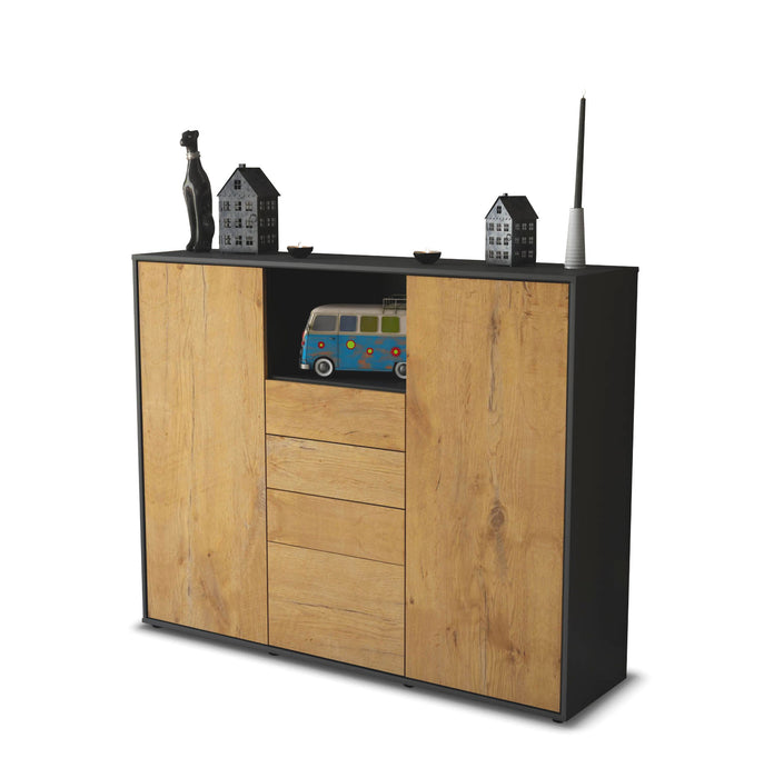 Stil Zeit Möbel Highboard Rebecca ,Eiche (136x108x35cm)