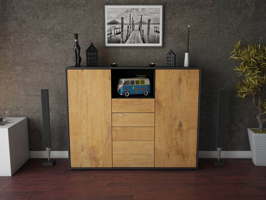 Stil Zeit Möbel Highboard Rebecca ,Eiche (136x108x35cm) Black Friday Preise