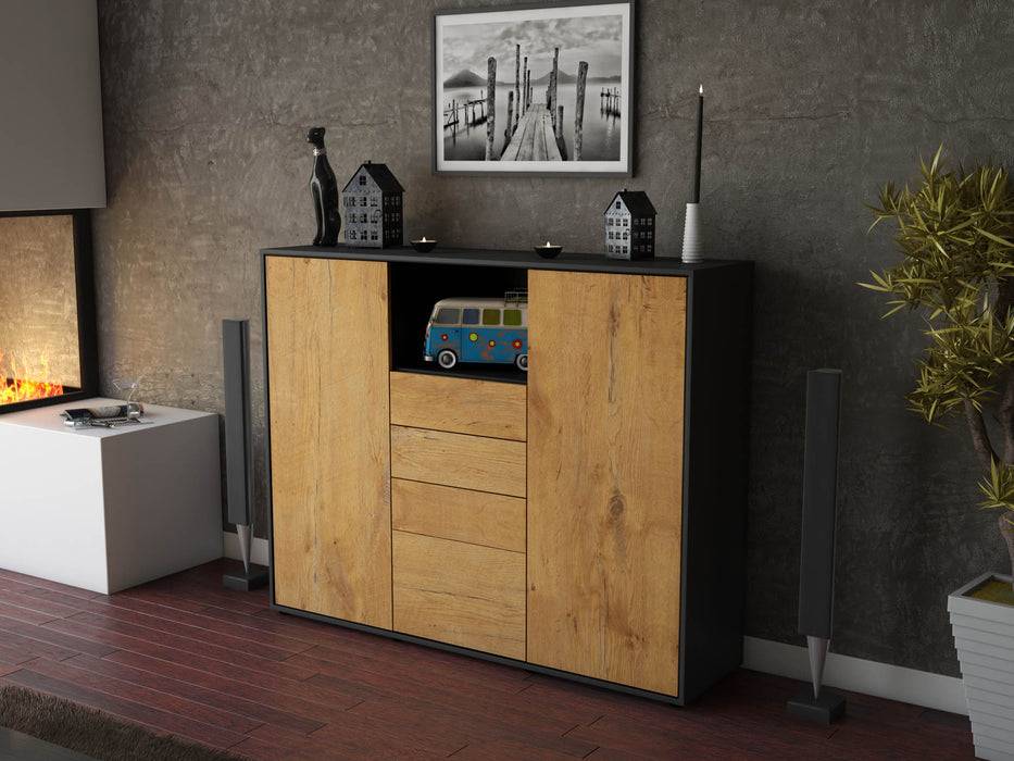 Stil Zeit Möbel Highboard Rebecca ,Eiche (136x108x35cm) Black Friday Preise