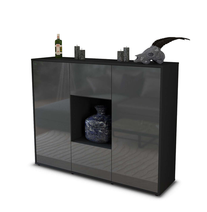 Stil Zeit Möbel Highboard Priscilla ,Grau (136x108x35cm)