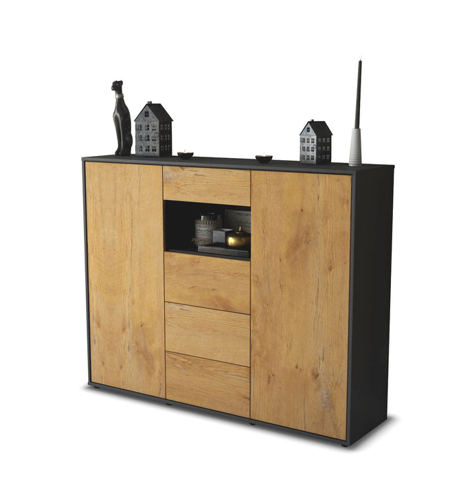 Stil Zeit Möbel Highboard Ornella ,Eiche (136x108x35cm)