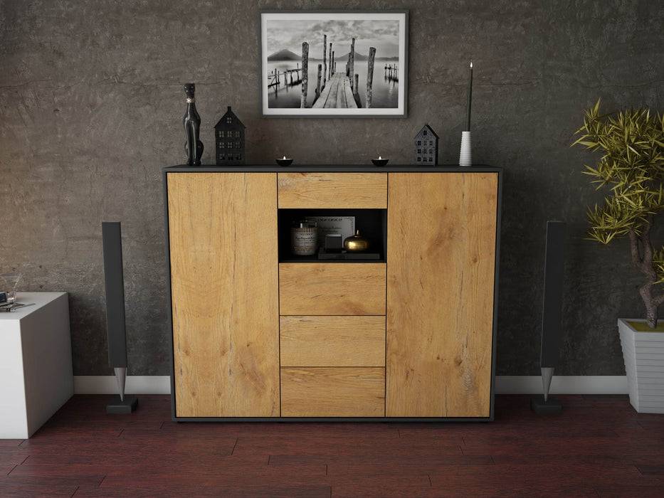 Stil Zeit Möbel Highboard Ornella ,Eiche (136x108x35cm) zollfrei