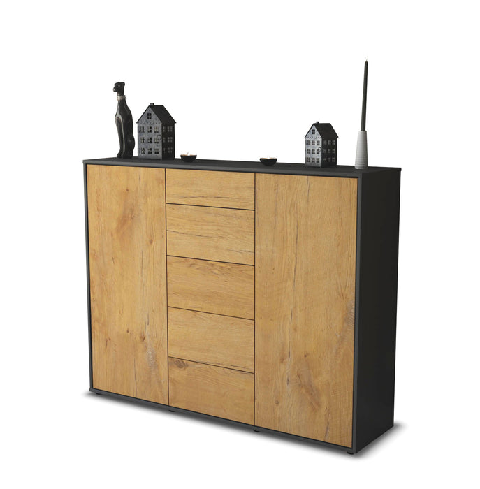 Stil Zeit Möbel Highboard Nina ,Eiche (136x108x35cm)
