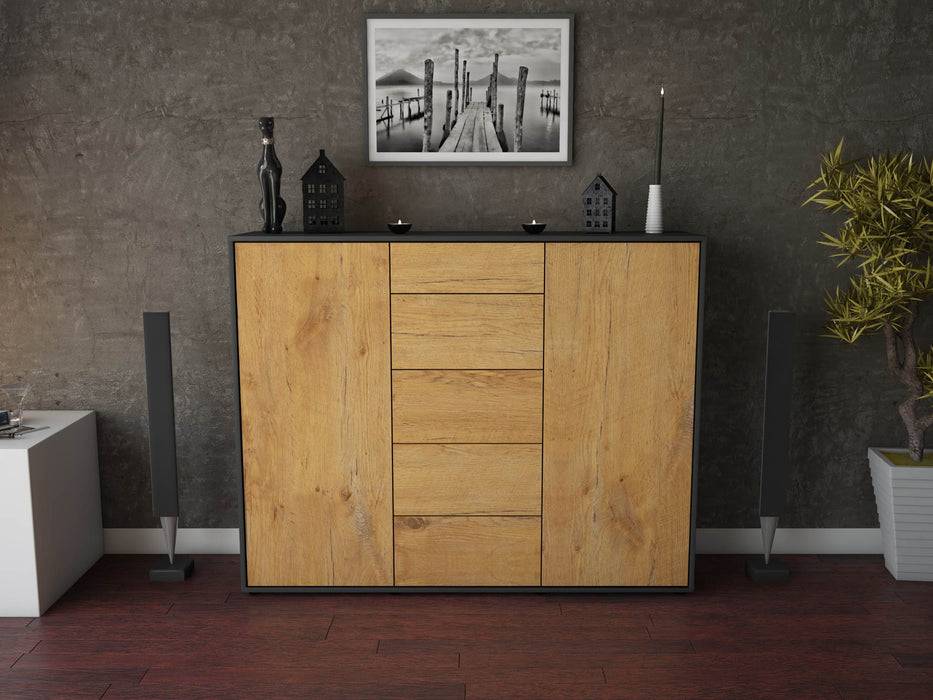 Stil Zeit Möbel Highboard Nina ,Eiche (136x108x35cm) 50% Rabatt für begrenzte Zeit
