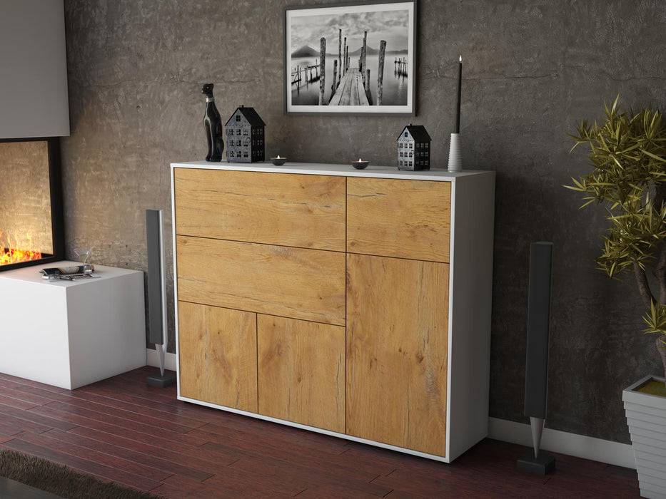 Stil Zeit Möbel Highboard Valentina ,Eiche (136x108x35cm) Auslauf
