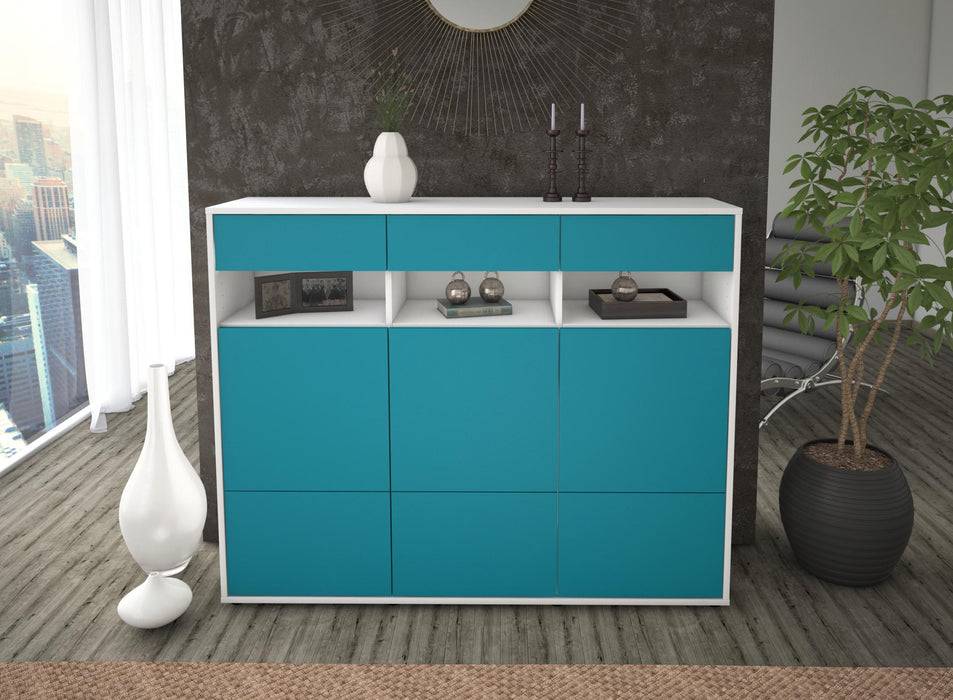 Stil Zeit Möbel Highboard Tosca ,Türkis (136x108x35cm) Verkauf