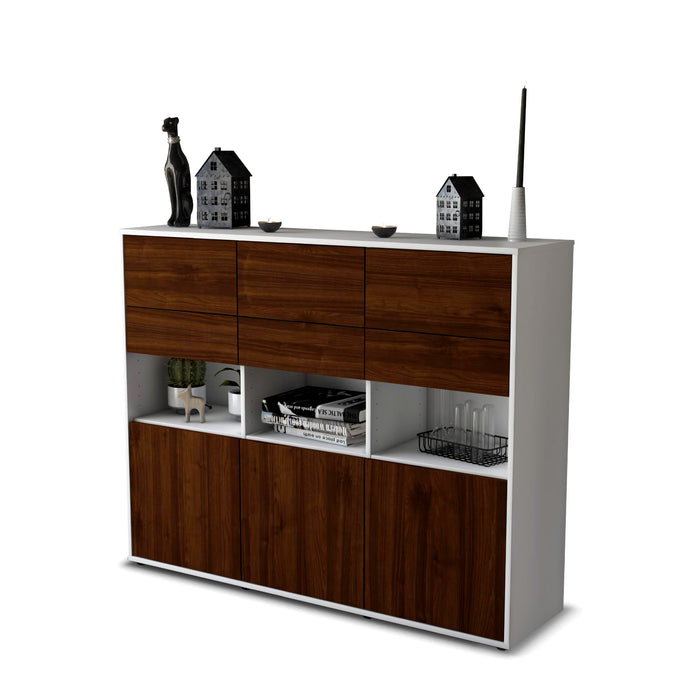 Stil Zeit Möbel Highboard Tiziana ,Walnuss (136x108x35cm)