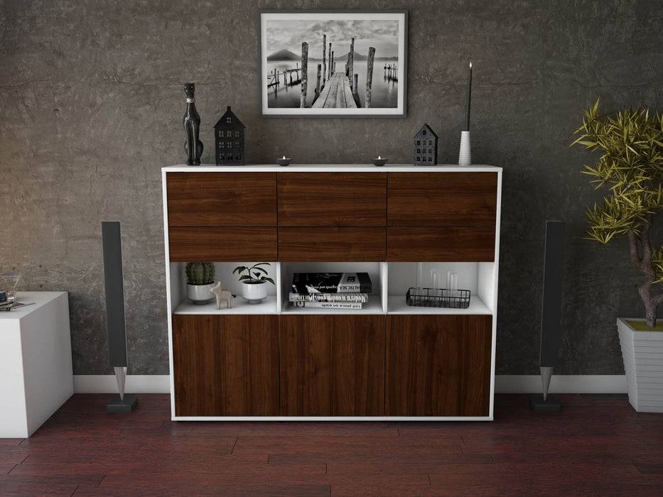 Stil Zeit Möbel Highboard Tiziana ,Walnuss (136x108x35cm) Angebote