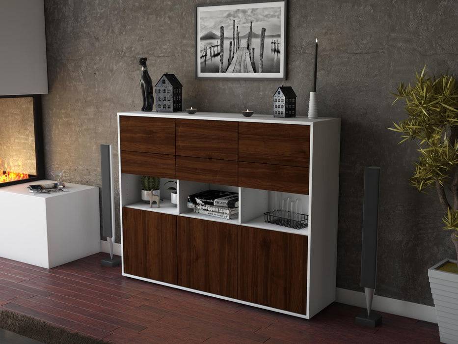 Stil Zeit Möbel Highboard Tiziana ,Walnuss (136x108x35cm) Angebote