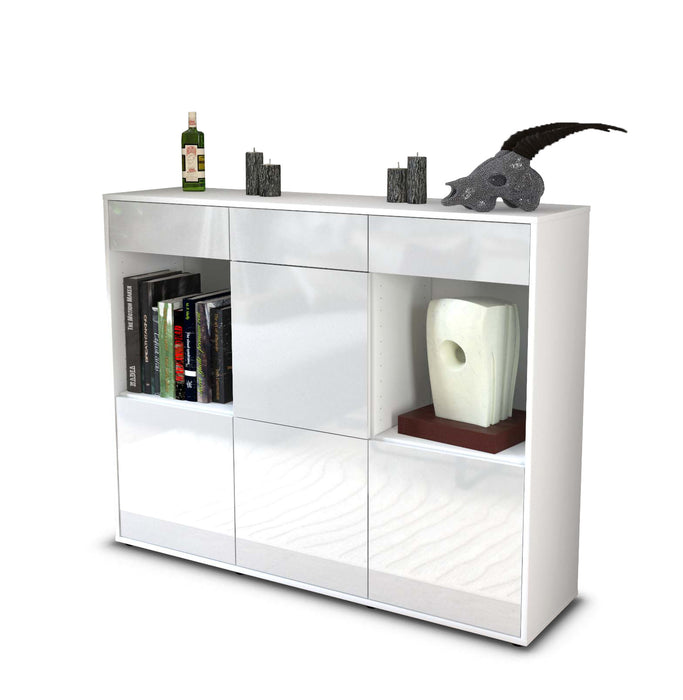 Stil Zeit Möbel Highboard Selena ,Weiß (136x108x35cm)