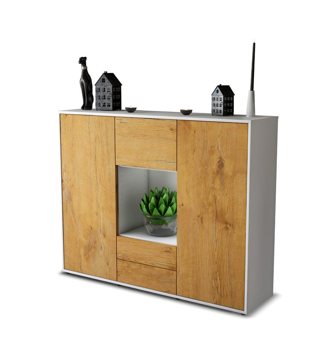 Stil Zeit Möbel Highboard Rella ,Eiche (136x108x35cm)