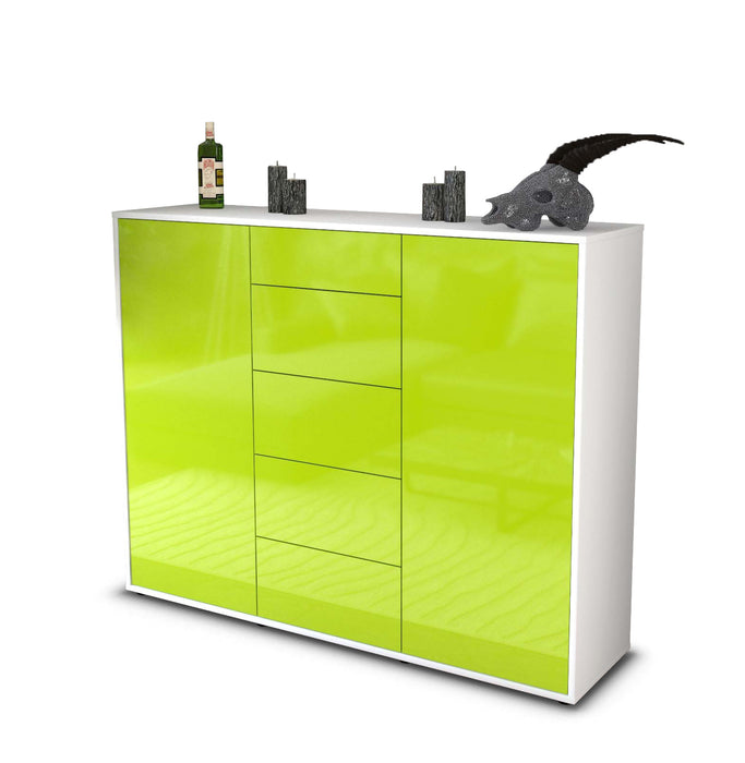 Stil Zeit Möbel Highboard Nina ,Grün (136x108x35cm)