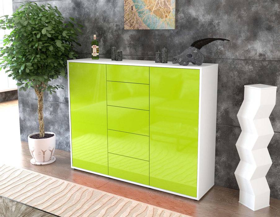 Stil Zeit Möbel Highboard Nina ,Grün (136x108x35cm) Schlussverkauf