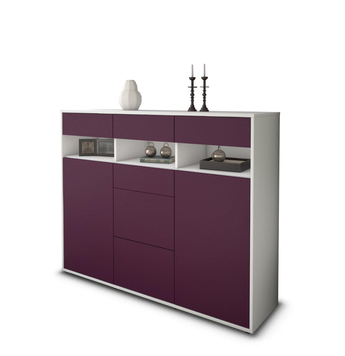 Stil Zeit Möbel Highboard Ylenia ,Lila (136x108x35cm)