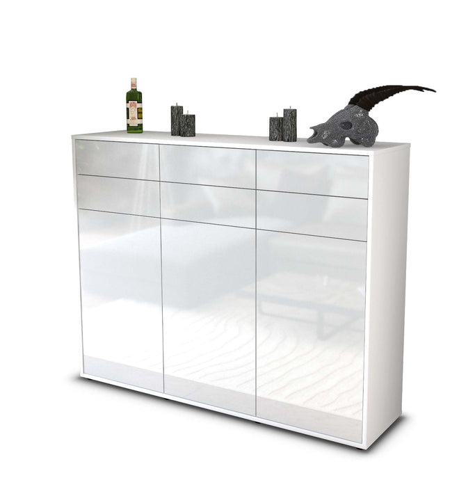 Stil Zeit Möbel Highboard Martina ,Weiß (136x108x35cm)