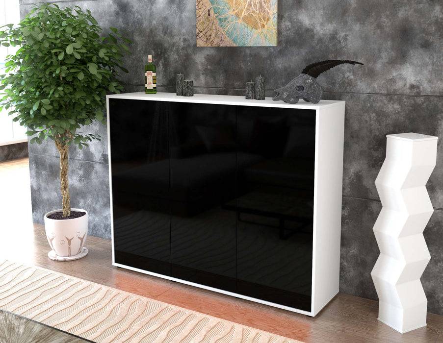 Stil Zeit Möbel Highboard Luzia ,Schwarz (136x108x35cm) Blitzverkäufe