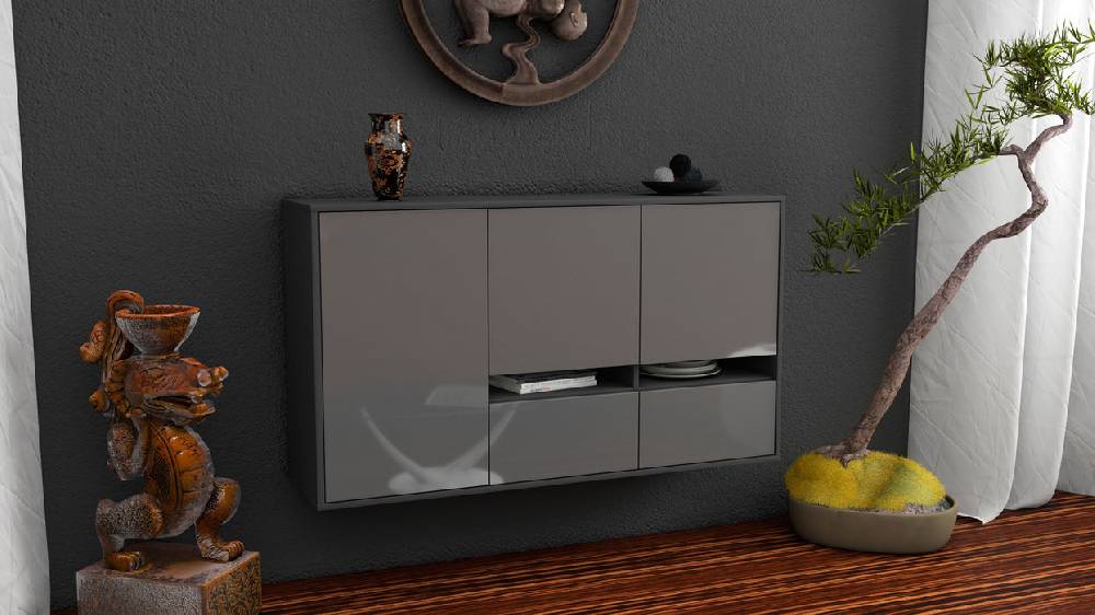 Stil Zeit Möbel Sideboard Lancaster, Grau, hängend (136x79x35cm) Fabrik Onlineshop