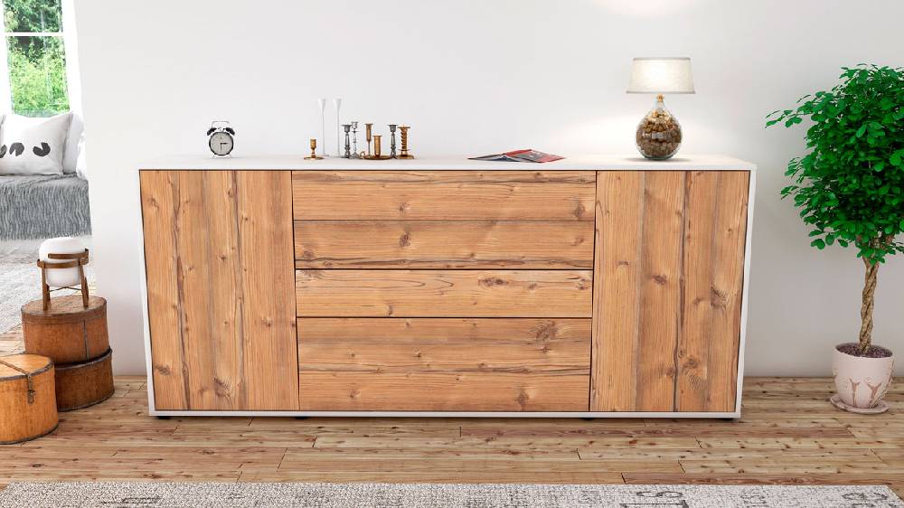 Stil Zeit Möbel Sideboard Eleni, Pinie (180x79x35cm) Begrenztes Angebot