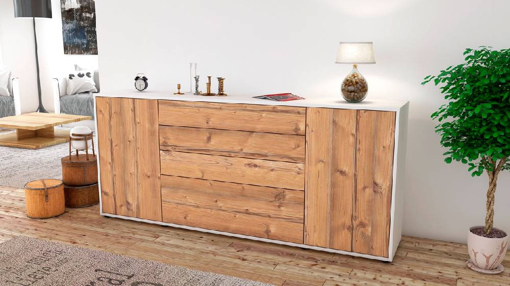 Stil Zeit Möbel Sideboard Eleni, Pinie (180x79x35cm) Begrenztes Angebot