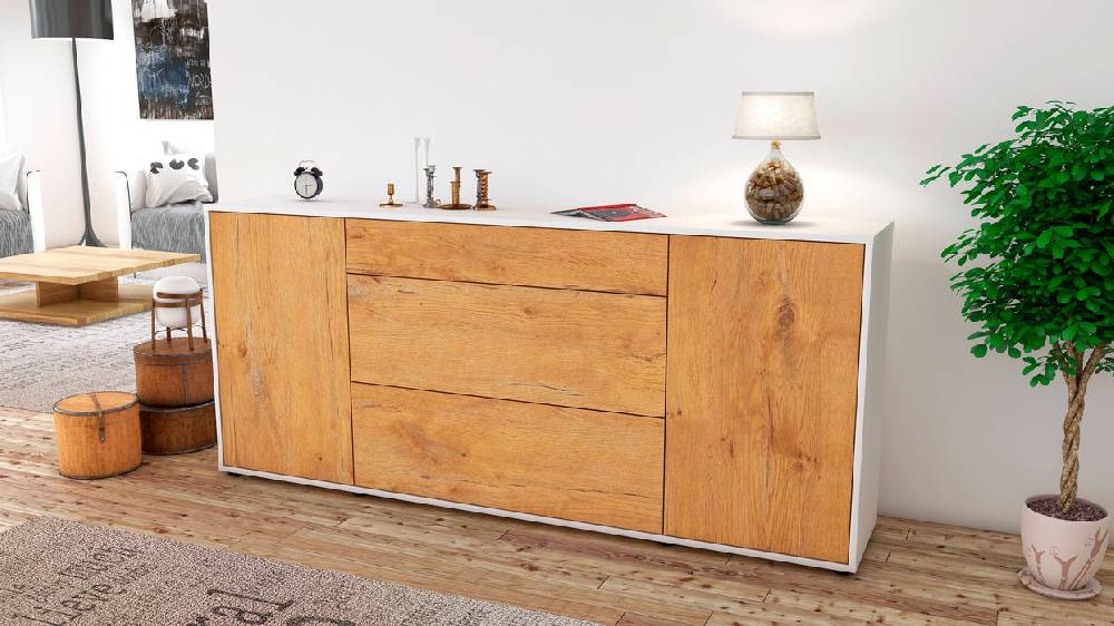 Stil Zeit Möbel Sideboard Eleonora, Eiche (180x79x35cm) Exklusivangebot