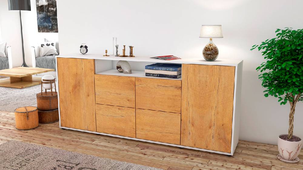 Stil Zeit Möbel Sideboard Ephenia, Eiche (180x79x35cm) Vatertagsangebot
