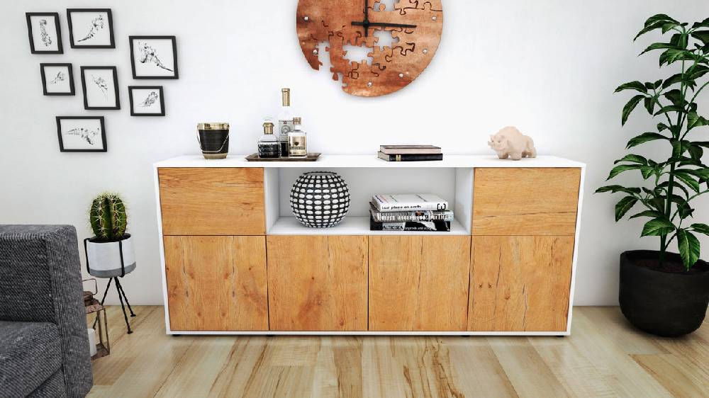 Stil Zeit Möbel Sideboard Ermentrude, Eiche (180x79x35cm) Valentinstagsangebot